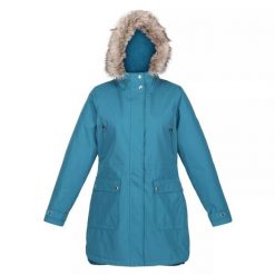 Kurtka Parka Ocieplana Przeciwdeszczowa Damska Sabinka. Niebieskie parki damskie Regatta, s, bez wzorów, z materiału, z kapturem. Za 203.99 zł.