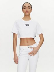 Vans T-Shirt Flying V Crew Crop Ii VN000GFF Biały Regular Fit. Białe t-shirty damskie Vans, l, bez wzorów, z bawełny, bez kołnierzyka, bez ramiączek. Za 69.99 zł.