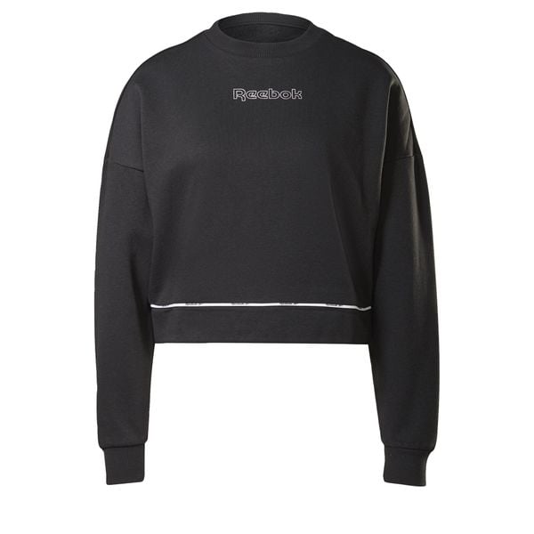 Bluza Reebok Piping Crewneck, Kobiety. Czarne bluzy damskie Reebok, l, bez wzorów, z bawełny, sportowe, bez ramiączek, bez kaptura. Za 290.00 zł.