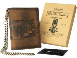 Portfel skórzany tłoczony [DH] N4C-VIN-C brązowy. Brązowe portfele męskie Inny, bez wzorów, z nubiku. Za 75.99 zł.