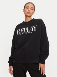 REPLAY Bluza W3106C.000.22890CS Czarny Oversize. Czarne bluzy damskie Replay, l, bez wzorów, z bawełny, bez ramiączek, bez kaptura. Za 259.99 zł.