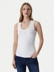 Fracomina Top FP26ST2001J40101 Biały Slim Fit. Białe topy damskie Fracomina, l, bez wzorów, z bawełny, bez kołnierzyka, bez ramiączek. Za 179.99 zł.