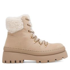 Trzewiki DeeZee. Brązowe botki damskie DeeZee, bez wzorów, bez obcasa, na płaskiej podeszwie, bez zapięcia. Za 109.99 zł.