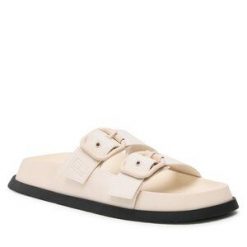 Klapki Tommy Jeans. Klapki damskie Tommy Jeans, bez wzorów, z jeansu, bez obcasa, bez zapięcia. Za 249.99 zł.