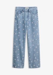 Jeansy straight, high waist, z bawełny. Niebieskie jeansy damskie bonprix, bez wzorów, z bawełny, z podwyższonym stanem. Za 179.99 zł.