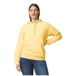 Bluza Z Kapturem Dla Dorosłych Unisex Softstyle Fleece Midweight. Żółte bluzy męskie GILDAN, m, bez wzorów, bez ramiączek, z kapturem. Za 97.99 zł.
