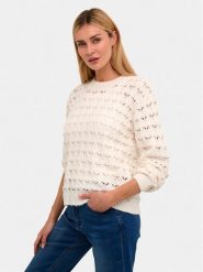 Kaffe Sweter Elena 10508195 Écru Regular Fit. Swetry nierozpinane damskie Kaffe, xs, bez wzorów, z bawełny, bez kołnierzyka, bez ramiączek. Za 119.99 zł.