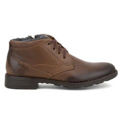 Polbut Buty ocieplane C16 ciemny brąz brązowe. Brązowe botki męskie bez wzorów, z jeansu, bez obcasa, bez zapięcia. Za 367.89 zł.