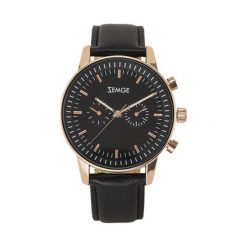 Zegarek Zemge Zegarek męski z kolekcji CLASSIC Czarny / Różowe złoto ZC1002 uniwersalny. Czarne zegarki męskie ZEMGE, bez wzorów, złote. Za 332.10 zł.
