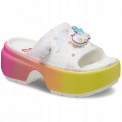 Klapki Dla Dorosłych Crocs Care Bears Stomp Slide. Białe klapki męskie Crocs, bez wzorów, z materiału, bez zapięcia. Za 300.99 zł.