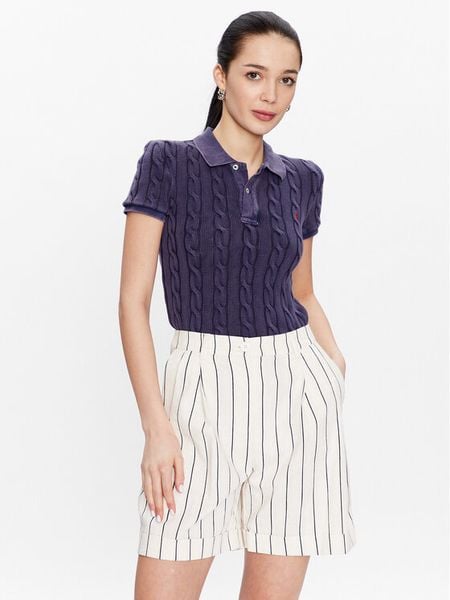 Polo Ralph Lauren Sweter 211891579002 Granatowy Regular Fit. Niebieskie swetry nierozpinane damskie Polo Ralph Lauren, xs, bez wzorów, z bawełny, bez kołnierzyka, bez ramiączek. Za 519.99 zł.