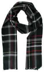 Szalik Przejściowy z Dziewiczą Wełną (Virgin Wool) - Fraas - Czarny w Kratkę. Czarne szaliki męskie V. Fraas, bez wzorów, z materiału. Za 85.00 zł.
