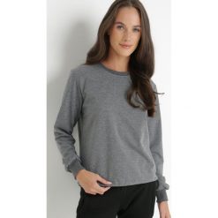 Ciemnoszara Bluza Phaelis. Szare bluzy damskie Born2be, l, bez wzorów, z bawełny, casualowe, bez ramiączek, bez kaptura. Za 19.99 zł.