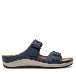 Klapki Inblu. Niebieskie klapki damskie Inblu, bez wzorów, bez obcasa, bez zapięcia. Za 129.99 zł.