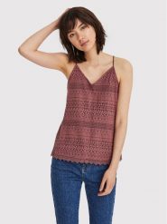 Vero Moda Top Honey 10190150 Bordowy Regular Fit. Czerwone topy damskie Vero Moda, l, bez wzorów, z bawełny, bez kołnierzyka, bez ramiączek. Za 139.99 zł.