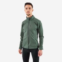 Kurtka do biegania męska Kiprun Run 900 Warm Regul. Zielone kurtki sportowe męskie KIPRUN, na jesień, m, z aplikacjami, z materiału, z kapturem, do biegania. Za 319.99 zł.