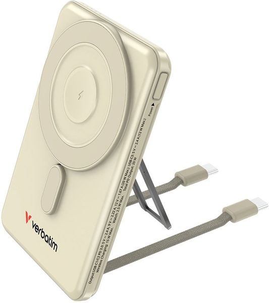 Verbatim, powerbank z bezprzewodowym �adowaniem, 5V, �adowanie telefonu, 32253, 5 000mAh, Mocowanie magnetyczne, z�ota. Powerbanki Verbatim. Za 127.55 zł.