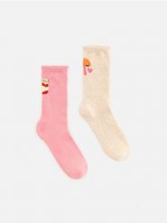 Skarpetki z bawełną 2 pack - różowy. Czerwone skarpetki damskie Reserved, bez wzorów, z bawełny. Za 39.99 zł.