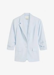 Luźniejszy żakiet z rękawami 3/4, z wiskozy. Brązowe marynarki i żakiety damskie bonprix, bez wzorów, z wiskozy, eleganckie, bez kołnierzyka, bez ramiączek. Za 219.99 zł.
