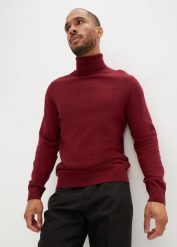 Sweter z golfem z kaszmirem. Szare swetry męskie bonprix, l, bez wzorów, z dzianiny, eleganckie, bez kołnierzyka, bez ramiączek. Za 139.99 zł.