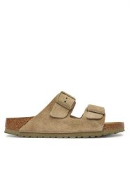 Birkenstock Klapki Arizona 1032061 Khaki. Brązowe klapki damskie Birkenstock, bez wzorów, ze skóry, bez obcasa, bez zapięcia. Za 509.99 zł.