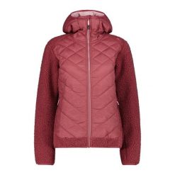 Damska hybrydowa kurtka puchowa z odpinanym kapturem CMP. Czerwone kurtki sportowe damskie CMP, xs, bez wzorów, z materiału, bez ramiączek, trekkingowe, primaloft. Za 425.15 zł.