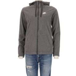 Nike bluza damska z kapturem zapinana na zamek szara. Szare bluzy damskie Nike, l, bez wzorów, z materiału, sportowe, bez ramiączek, z kapturem. Za 114.98 zł.