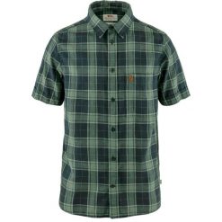 Koszula podróżnicza męska Fjallraven Ovik Travel Shirt S/S. Niebieskie koszule męskie Fjällräven, l, bez wzorów, z materiału, klasyczne, bez kołnierzyka, bez ramiączek. Za 397.90 zł.
