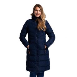 Ocieplana Kurtka Damska Audrey. Niebieskie kurtki sportowe damskie Trespass, m, bez wzorów, z futra, bez ramiączek, z kapturem, trekkingowe. Za 395.99 zł.