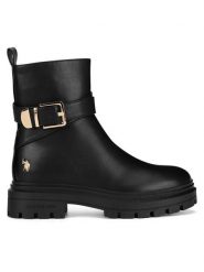 U.S. Polo Assn. Botki ALICJA004W/DY1 Czarny. Czarne botki damskie U.S. Polo Assn., bez wzorów, z materiału, bez obcasa, na płaskiej podeszwie, bez zapięcia. Za 299.99 zł.