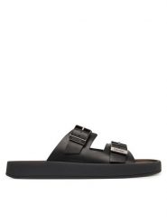 Calvin Klein Klapki Ergon Double Bar Sandal Lth HM0HM02097 Czarny. Czarne klapki męskie Calvin Klein, bez wzorów, ze skóry, bez zapięcia. Za 529.99 zł.