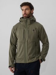 4F Kurtka softshell wiatroodporna membrana 8000 męska - khaki 3XL. Brązowe kurtki męskie 4F, m, bez wzorów, z softshellu, klasyczne, bez kaptura. Za 499.99 zł.