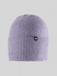 4F Czapka zimowa damska - fioletowa Uniwersalny. Fioletowe czapki damskie 4F, na zimę, z aplikacjami, z dzianiny, klasyczne. Za 49.99 zł.