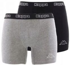 Bokserki Kappa 2-pak Czarno-szary Czarny/szary. Czarne bokserki męskie Kappa, bez wzorów, z bawełny. Za 26.50 zł.
