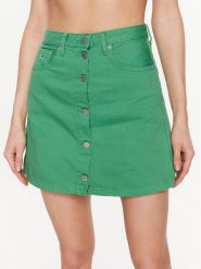 Tommy Jeans Spódnica trapezowa A-Line DW0DW15663 Zielony Regular Fit. Zielone spódnice damskie Tommy Jeans, bez wzorów, z bawełny, trapezowe. Za 399.99 zł.