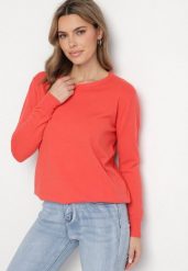 Pomarańczowy Sweter z Kaszmirem i Ściągaczami Sanaliene. Brązowe swetry nierozpinane damskie Born2be, bez wzorów, z jeansu, eleganckie, bez kołnierzyka, bez ramiączek. Za 69.99 zł.