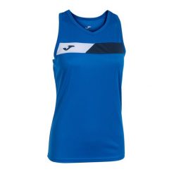 Tank top tenisowy damski Joma Court Sleeveless. Niebieskie topy damskie Joma, m, bez wzorów, eleganckie, bez kołnierzyka, bez ramiączek. Za 56.99 zł.