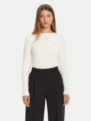 Tommy Hilfiger Bluzka WW0WW47309 Écru Slim Fit. Bluzki damskie Tommy Hilfiger, l, bez wzorów, z wiskozy, bez kołnierzyka, bez ramiączek. Za 239.99 zł.