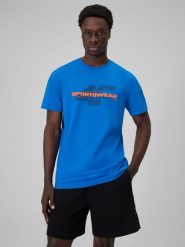4F T-shirt regular z nadrukiem męski - niebieski 3XL. Niebieskie t-shirty męskie 4F, m, bez wzorów, z bawełny, bez kołnierzyka, bez ramiączek. Za 59.99 zł.