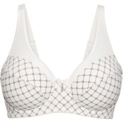 Biustonosz "minimizer" bonprix ecru-brunatny z nadrukiem. Białe biustonosze bonprix, bez wzorów. Za 54.99 zł.