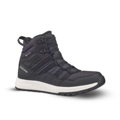 Buty turystyczne męskie Quechua NH500 Mid wodoodporne. Czarne buty sportowe męskie QUECHUA, na zimę, bez wzorów, bez obcasa, bez zapięcia. Za 229.99 zł.