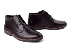 RIEKER TEX 15324-25 brown, trzewiki męskie. Brązowe botki męskie Rieker, bez wzorów, bez obcasa, bez zapięcia. Za 400.41 zł.