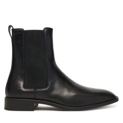 Sztyblety Calvin Klein. Czarne botki męskie Calvin Klein, bez wzorów, bez obcasa, bez zapięcia. Za 599.99 zł.