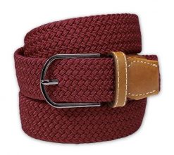 Bordowy Elastyczny Męski Pasek do Spodni, Pleciony, Casual -ALTIES- Parciany, Jednokolorowy. Czerwone paski męskie Alties, z elastanu, casualowe. Za 59.00 zł.