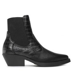 Botki ONLY. Czarne botki damskie ONLY, bez wzorów, bez obcasa, na słupku, bez zapięcia. Za 299.99 zł.