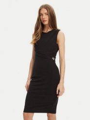 Guess Sukienka codzienna W5YK27 KAQL2 Czarny Regular Fit. Czarne sukienki damskie Guess, na co dzień, s, z aplikacjami, bez kołnierzyka, bez ramiączek, proste. Za 259.99 zł.