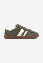 Ciemnobeżowe Buty Sportowe z Naturalnego Zamszu Palarwena. Brązowe buty sportowe męskie Born2be, bez wzorów, z jeansu, bez zapięcia. Za 129.99 zł.