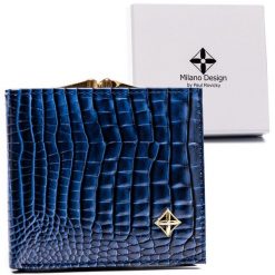Portfel damski Milano Design SF-1814-JM granatowy. Niebieskie portfele damskie MILANO DESIGN, ze skóry ekologicznej. Za 37.99 zł.