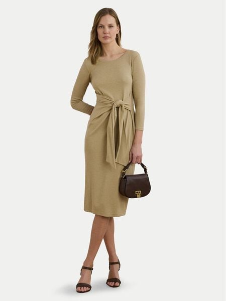 LAUREN RALPH LAUREN Sukienka codzienna 200973598001 Beżowy Slim Fit. Brązowe sukienki damskie Lauren Ralph Lauren, na co dzień, l, bez wzorów, z bawełny, bez kołnierzyka, bez ramiączek, proste. Za 619.99 zł.