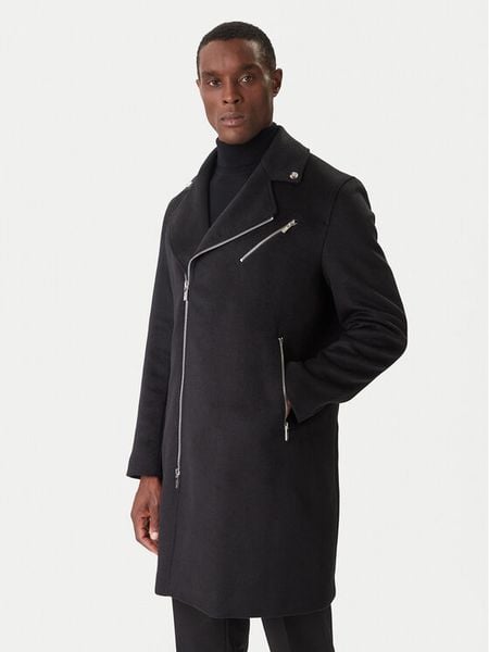 KARL LAGERFELD Płaszcz wełniany 455015 554751 Czarny Regular Fit. Czarne płaszcze męskie KARL LAGERFELD, na zimę, m, bez wzorów, z wełny, bez kołnierzyka, bez kaptura. Za 2,219.00 zł.